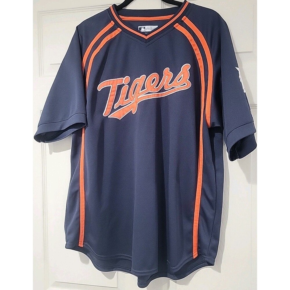 Vintage Y2K Detroit Tigers Jersey Shirt Adult Navy Blue Majestic Baseball XL